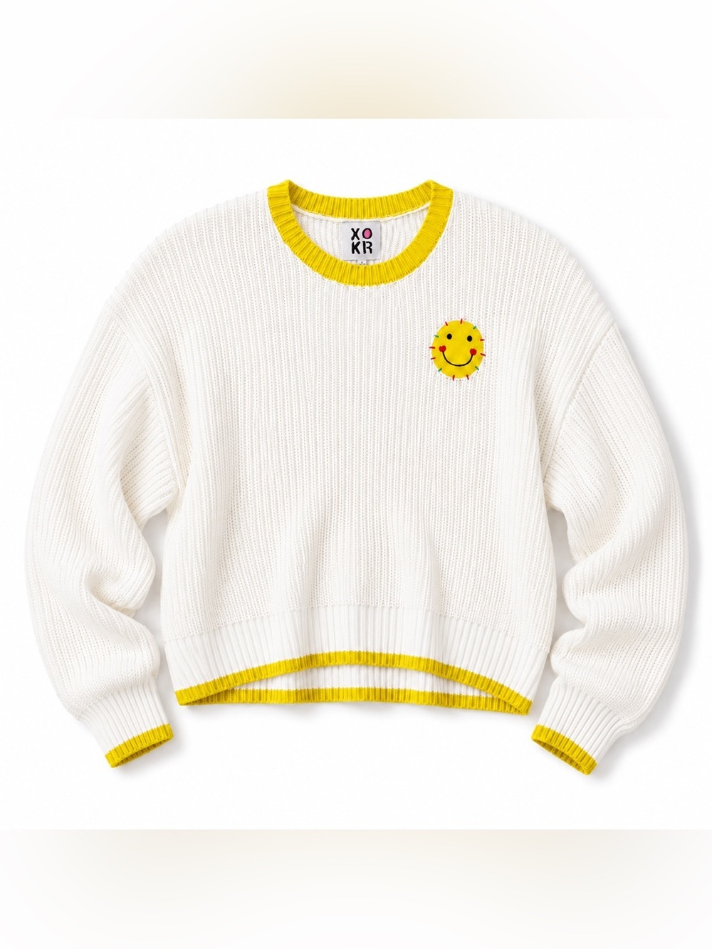 Kerri Rosenthal Smiley Face Cropped Sweater Size Small Cotton Knit - Picture 9 of 9